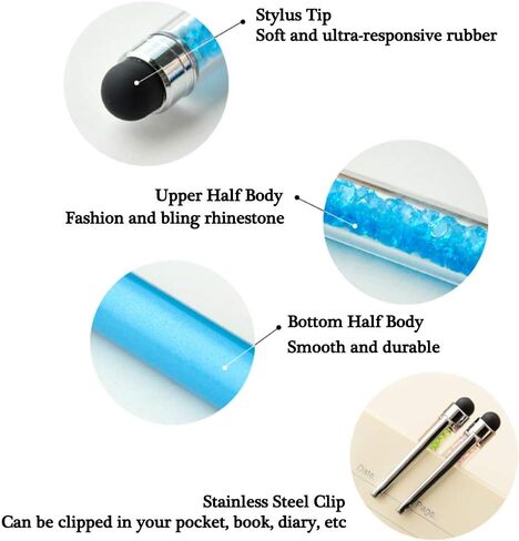 20pcs Bling Stylus Pen Retractable Ballpoint Pen Crystal Diamond Screen Touch Pen Capacitive Pens for Note Tab Office School Stationery Supplies(20 Pen-Black Ink) in Saudi Arabia
