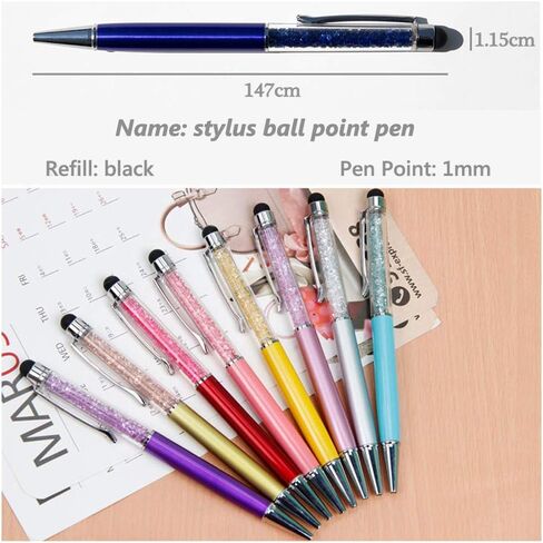 20pcs Bling Stylus Pen Retractable Ballpoint Pen Crystal Diamond Screen Touch Pen Capacitive Pens for Note Tab Office School Stationery Supplies(20 Pen-Black Ink) in Saudi Arabia