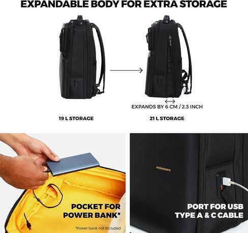 MOKOBARA Unisex-Adult The Overnighter Backpack Blue Vegan Leather Expandable Water Resistant (23L) Trave Laptop (16") Work Bag With Detachable Sling Bag New 2022 - Model Medium Headspace in Saudi Arabia