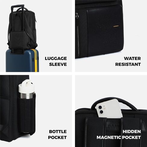 MOKOBARA Unisex-Adult The Overnighter Backpack Blue Vegan Leather Expandable Water Resistant (23L) Trave Laptop (16") Work Bag With Detachable Sling Bag New 2022 - Model Medium Headspace in Saudi Arabia