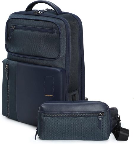 MOKOBARA Unisex-Adult The Overnighter Backpack Blue Vegan Leather Expandable Water Resistant (23L) Trave Laptop (16") Work Bag With Detachable Sling Bag New 2022 - Model Medium Headspace in Saudi Arabia