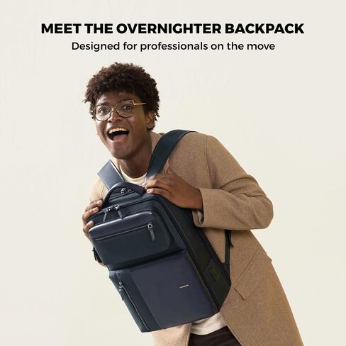 MOKOBARA Unisex-Adult The Overnighter Backpack Blue Vegan Leather Expandable Water Resistant (23L) Trave Laptop (16") Work Bag With Detachable Sling Bag New 2022 - Model Medium Headspace in Saudi Arabia