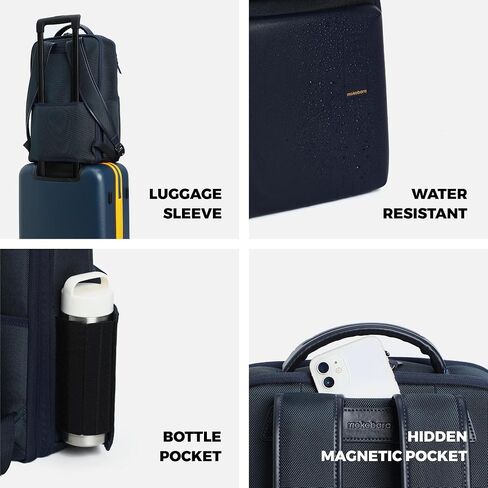 MOKOBARA Unisex-Adult The Overnighter Backpack Blue Vegan Leather Expandable Water Resistant (23L) Trave Laptop (16") Work Bag With Detachable Sling Bag New 2022 - Model Medium Headspace in Saudi Arabia