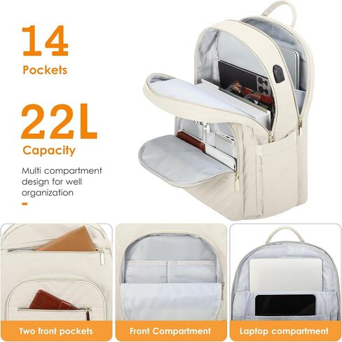DTTO 15.6 Inch Laptop Backpack for Women, Travel Backpack with USB Charging Port, Fashion Work Computer Bags for Nurse Teacher, Waterproof College Backpack Casual Daypacks, Black in Saudi Arabia
