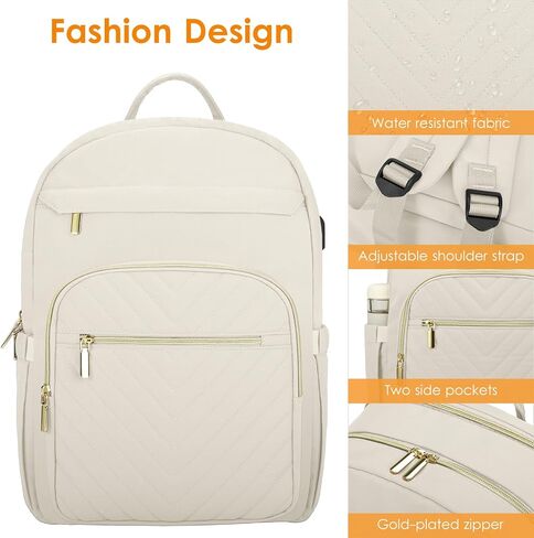 DTTO 15.6 Inch Laptop Backpack for Women, Travel Backpack with USB Charging Port, Fashion Work Computer Bags for Nurse Teacher, Waterproof College Backpack Casual Daypacks, Black in Saudi Arabia