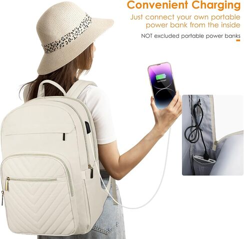 DTTO 15.6 Inch Laptop Backpack for Women, Travel Backpack with USB Charging Port, Fashion Work Computer Bags for Nurse Teacher, Waterproof College Backpack Casual Daypacks, Black in Saudi Arabia