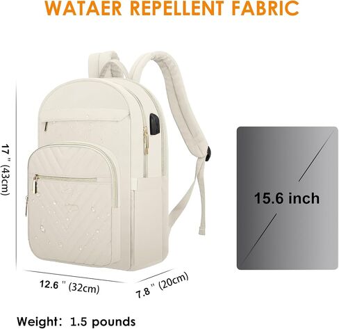 DTTO 15.6 Inch Laptop Backpack for Women, Travel Backpack with USB Charging Port, Fashion Work Computer Bags for Nurse Teacher, Waterproof College Backpack Casual Daypacks, Black in Saudi Arabia