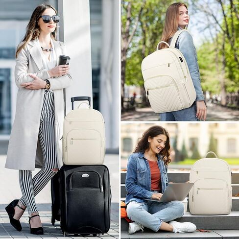 DTTO 15.6 Inch Laptop Backpack for Women, Travel Backpack with USB Charging Port, Fashion Work Computer Bags for Nurse Teacher, Waterproof College Backpack Casual Daypacks, Black in Saudi Arabia
