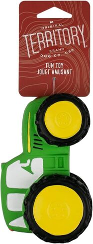 Farm Squeaker Natural Rubber Animal Dog Toy for Small Medium Large Dog Toy, Green Tractor in Saudi Arabia