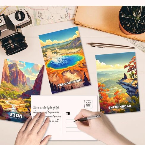 LCLAIDYDY 63 National Parks Postcard Set,Vintage Travel Posters Illustrations Postcards,U.S. National Parks Post Cards for Kids Students Teachers Mailing 4x6 in Saudi Arabia