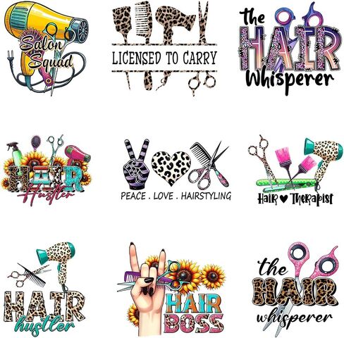 4pcs Hairstylist Iron on Decals Heat Transfer Vinyl Sticker Patches Washable Thermal Transfer Appliques DIY Craft Decor for T-Shirt Clothes Pillow Cover in Kuwait