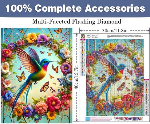 ijbnhd Hummingbird Diamond Painting Kits for Adults - Hummingbird Diamond Art Kits for Adults, 5D Diamonds Pictures Gem Art Kits Crafts Kits for Home Wall Decor 12x16inch in Saudi Arabia