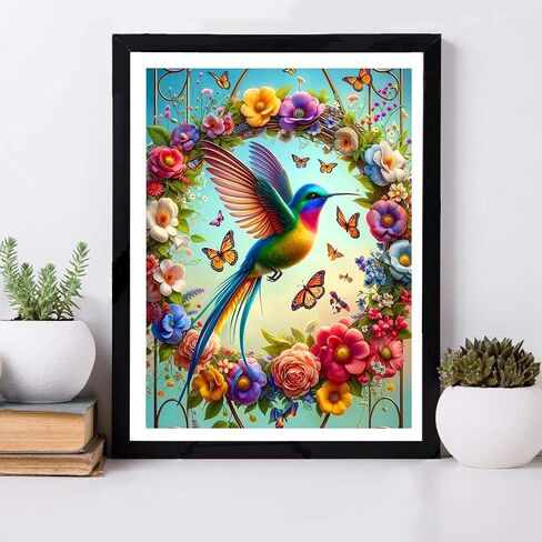 ijbnhd Hummingbird Diamond Painting Kits for Adults - Hummingbird Diamond Art Kits for Adults, 5D Diamonds Pictures Gem Art Kits Crafts Kits for Home Wall Decor 12x16inch in Saudi Arabia
