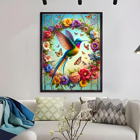 ijbnhd Hummingbird Diamond Painting Kits for Adults - Hummingbird Diamond Art Kits for Adults, 5D Diamonds Pictures Gem Art Kits Crafts Kits for Home Wall Decor 12x16inch in Saudi Arabia