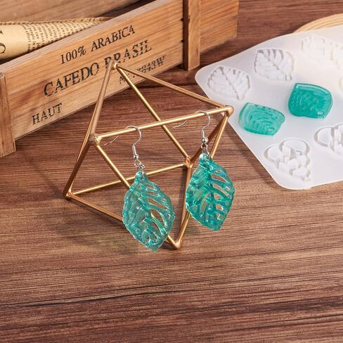 Earring Silicone Molds Leaf Earrings Resin Casting Mold Cheriswelry 2Pcs Silicone Earring Molds 133-135mm with Hooks Jump Rings for Jewelry Making Crafts in Saudi Arabia