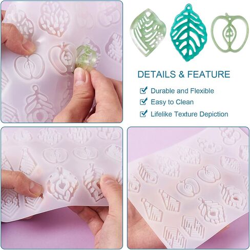 Earring Silicone Molds Leaf Earrings Resin Casting Mold Cheriswelry 2Pcs Silicone Earring Molds 133-135mm with Hooks Jump Rings for Jewelry Making Crafts in Saudi Arabia