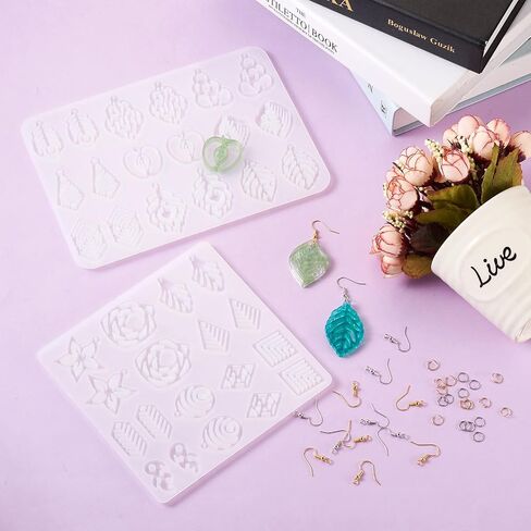 Earring Silicone Molds Leaf Earrings Resin Casting Mold Cheriswelry 2Pcs Silicone Earring Molds 133-135mm with Hooks Jump Rings for Jewelry Making Crafts in Saudi Arabia
