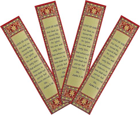 The Ten Commandments, Bulk Pack of 4 Woven Fabric Bible Verse Bookmarks, Silky Soft & Flexible Religious Bookmarkers for Novels Books & Bibles, Memory Verse Gift, Traditional Turkish Woven Design in Kuwait