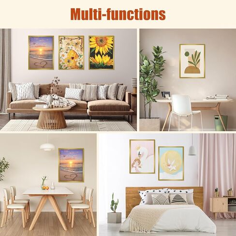 إطارات فنية ماسية من NAIMOER مكونة من قطعتين، إطارات لقماش فني ماسي مقاس 12 × 16 بوصة/30 × 40 سم، إطار فني ماسي مغناطيسي ذاتي اللصق، إطارات فنية ماسية لباب نافذة الحائط (ذهبي) in Kuwait