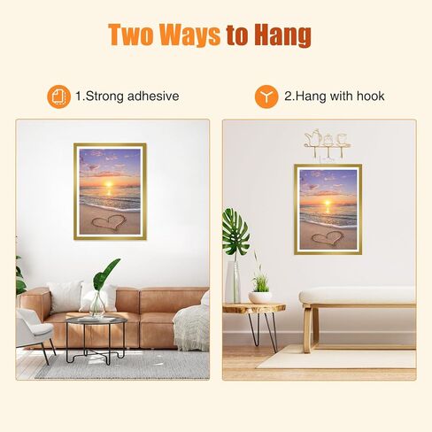 إطارات فنية ماسية من NAIMOER مكونة من قطعتين، إطارات لقماش فني ماسي مقاس 12 × 16 بوصة/30 × 40 سم، إطار فني ماسي مغناطيسي ذاتي اللصق، إطارات فنية ماسية لباب نافذة الحائط (ذهبي) in Kuwait