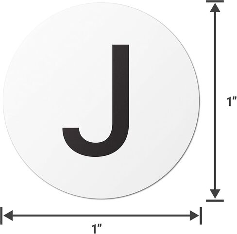 ملصقات جرد مستديرة على شكل حرف J مقاس 2.54 سم - ملصقات منقطة دائرية مثالية للعد ومراقبة الجودة وملصقات العناوين والتحكم في المخزون (300 ملصق، أسود وأبيض) in Saudi Arabia