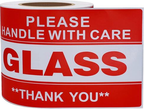 Fragile Stickers 3x5 100 PCS Shipping Labels Warning Label Rectangle Sticker, Red, Glass Handle with Care in Saudi Arabia