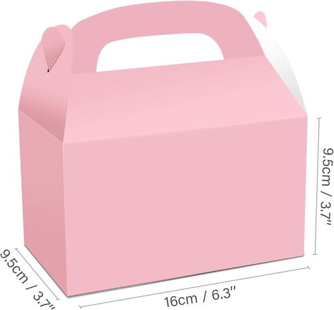 Partystadl 12 Pack Party Favor Boxes, Eco-Friendly Kraft Paper Candy Boxes with Handles, Sturdy Favor Boxes for Birthday, Holiday Events, and Snacks (Pink) in Saudi Arabia