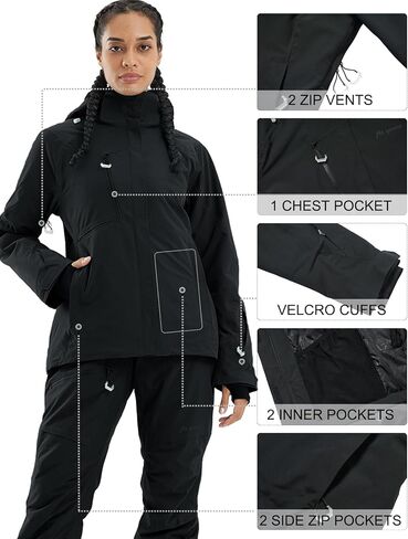 معطف تزلج شتوي للسيدات من fit space مع غطاء للرأس ورياضات التزلج على الجليد على الجبال in Kuwait