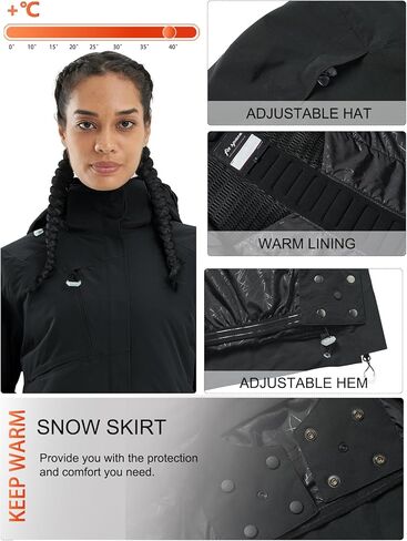 معطف تزلج شتوي للسيدات من fit space مع غطاء للرأس ورياضات التزلج على الجليد على الجبال in Kuwait