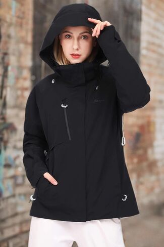 معطف تزلج شتوي للسيدات من fit space مع غطاء للرأس ورياضات التزلج على الجليد على الجبال in Kuwait