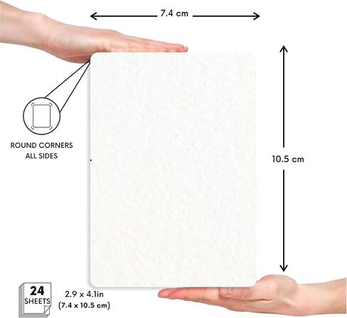 Zen Sangam Artists’ 300 GSM Watercolour Paper Polaroid Sheets - 100% Cellulose Cold Pressed - (24 Sheets) - Rough Grain - Size A6(14.8x10.5cm)- Round Corner - for Watercolors, Gouache & All Wet Media in Kuwait