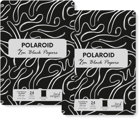 Zen Sangam Artists’ 300 GSM Watercolour Paper Polaroid Sheets - 100% Cellulose Cold Pressed - (24 Sheets) - Rough Grain - Size A6(14.8x10.5cm)- Round Corner - for Watercolors, Gouache & All Wet Media in Kuwait