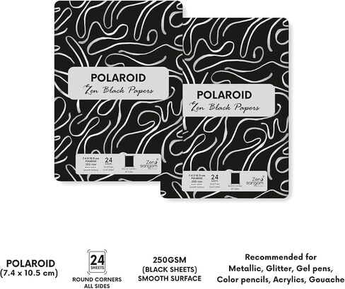 Zen Sangam Artists’ 300 GSM Watercolour Paper Polaroid Sheets - 100% Cellulose Cold Pressed - (24 Sheets) - Rough Grain - Size A6(14.8x10.5cm)- Round Corner - for Watercolors, Gouache & All Wet Media in Kuwait
