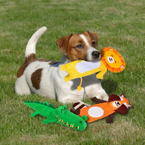 Dog Toys No Stuffing, 3 Pack Plush Dog Squeaky Toys for Small, Medium Breeds, Fun for Indoor Puppies with Squeaker and Crinkle Paper, Pet Entertaining Toys Interactive Teething Chew Toys Dog Toys in Saudi Arabia