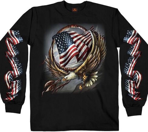 Hot Leathers Hoop Eagle Men's Long Sleeve (BLACK Large) in Saudi Arabia