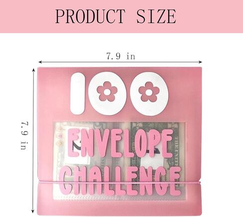 100 Envelope Challenge Binder - Cash Saving Challenge Kit - 7.9''x7.9'' Money Saving Binder Money Savings Challenges Book with Cash Envelopes - Easy and Funny Way to Save $5,050 (Pink) in Saudi Arabia