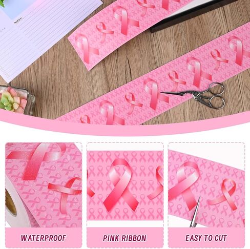 99Ft Breast Cancer Awareness Bulletin Board Borders Pink Ribbon Patterned Bulletin Border Trim for Women Girls for Classroom Wall Office Window for Breast Cancer Month Decor in Saudi Arabia
