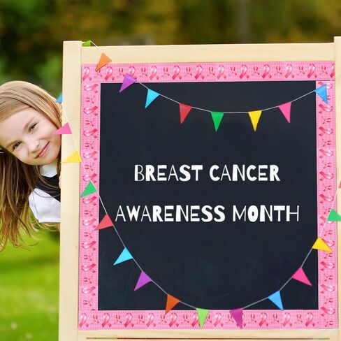 99Ft Breast Cancer Awareness Bulletin Board Borders Pink Ribbon Patterned Bulletin Border Trim for Women Girls for Classroom Wall Office Window for Breast Cancer Month Decor in Saudi Arabia