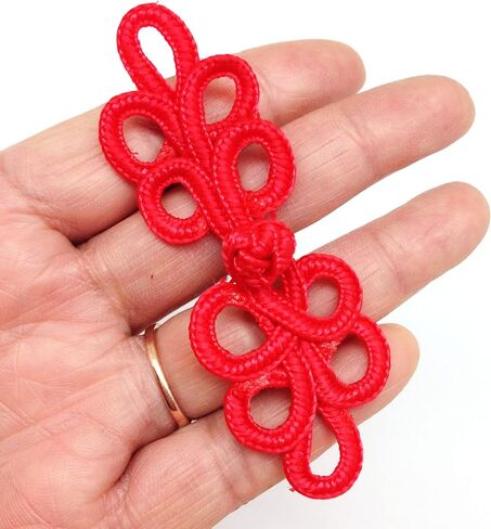 PEPPERLONELY 10 Pairs 8cm Chinese Knots Frog Buttons Closure Sewing Fasteners for Sweater Cloak Coats Scarf Cardigan and Costumes Outfit Sewing, Gold in Kuwait