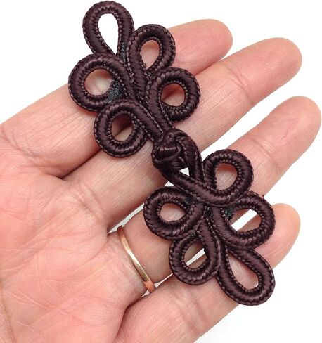 PEPPERLONELY 10 Pairs 8cm Chinese Knots Frog Buttons Closure Sewing Fasteners for Sweater Cloak Coats Scarf Cardigan and Costumes Outfit Sewing, Gold in Kuwait