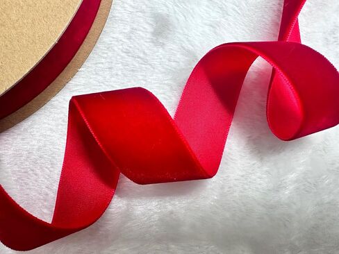 Red Velvet Ribbon, Velvet Ribbon 1 inch'' 25 Yards，Velvet Ribbon for Christmas Tree Velvet Christmas Ribbon for Gift Wrapping Tree Ornaments Wreath Decoration Bouquet Hair Bow Clip DIY Craft Gift in Saudi Arabia