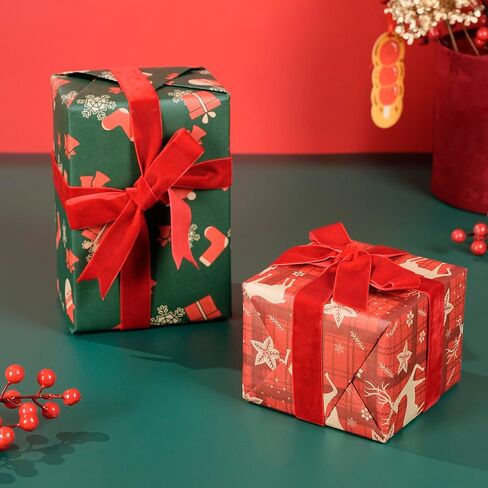 Red Velvet Ribbon, Velvet Ribbon 1 inch'' 25 Yards，Velvet Ribbon for Christmas Tree Velvet Christmas Ribbon for Gift Wrapping Tree Ornaments Wreath Decoration Bouquet Hair Bow Clip DIY Craft Gift in Saudi Arabia