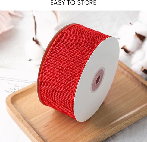VGOODALL Burlap Wired Ribbon, Wired Edge Ribbon Red Burlap Ribbon 2 Inch x 12 Yard for Crafts Gift Wrapping Wreath Home Decor in Saudi Arabia