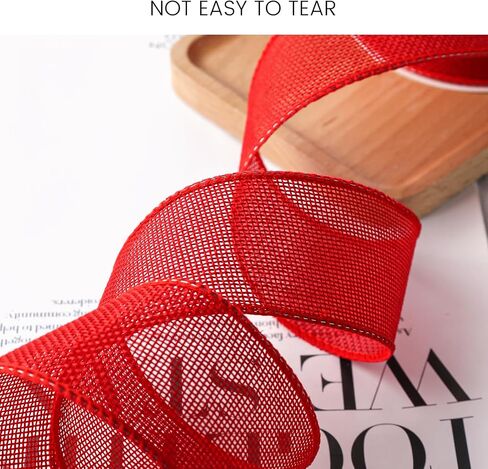 VGOODALL Burlap Wired Ribbon, Wired Edge Ribbon Red Burlap Ribbon 2 Inch x 12 Yard for Crafts Gift Wrapping Wreath Home Decor in Saudi Arabia