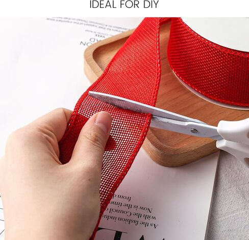 VGOODALL Burlap Wired Ribbon, Wired Edge Ribbon Red Burlap Ribbon 2 Inch x 12 Yard for Crafts Gift Wrapping Wreath Home Decor in Saudi Arabia