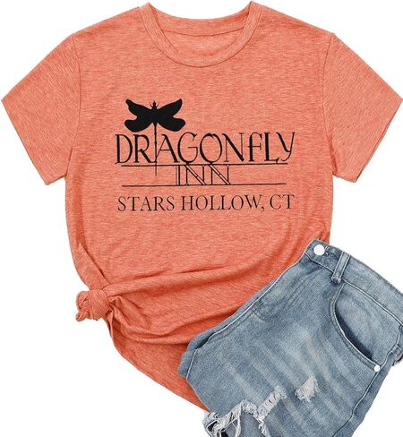 Dragonfly Inn Stars Hollow Shirt for Women Gilmore Dragonfly T-Shirt Funny Graphic Printed Short Sleeve Tee Tops in Kuwait