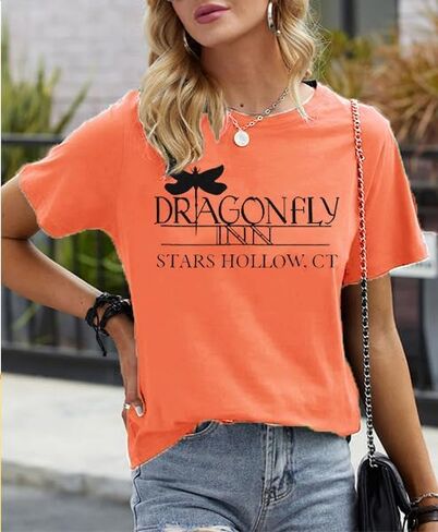 Dragonfly Inn Stars Hollow Shirt for Women Gilmore Dragonfly T-Shirt Funny Graphic Printed Short Sleeve Tee Tops in Kuwait