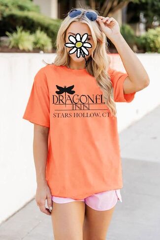 Dragonfly Inn Stars Hollow Shirt for Women Gilmore Dragonfly T-Shirt Funny Graphic Printed Short Sleeve Tee Tops in Kuwait