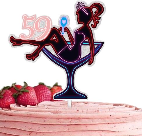 Pink Glitter High Heeled Sitting Girl 41 Cake Topper Pick for Makeup Spa Let's Glow Flashing Night Out Hen Movie Nightclub Theme Party Decor Supplies Women Happy 41st Birthday Party Decoration in Kuwait