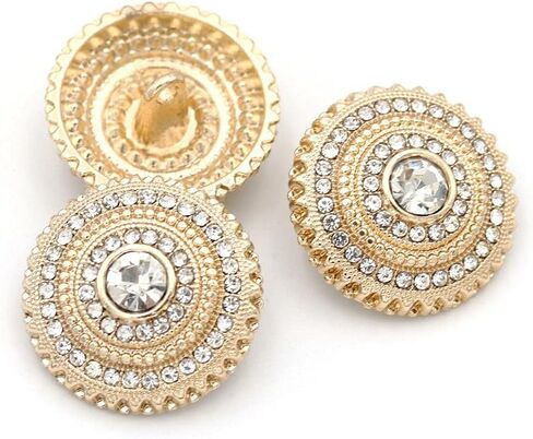 5Pcs Metal Rhinestone Button Crafted Gemstone Crystal Embellishments Bulk for Making Wedding DIY Decoration(Golden,22mm) in Saudi Arabia
